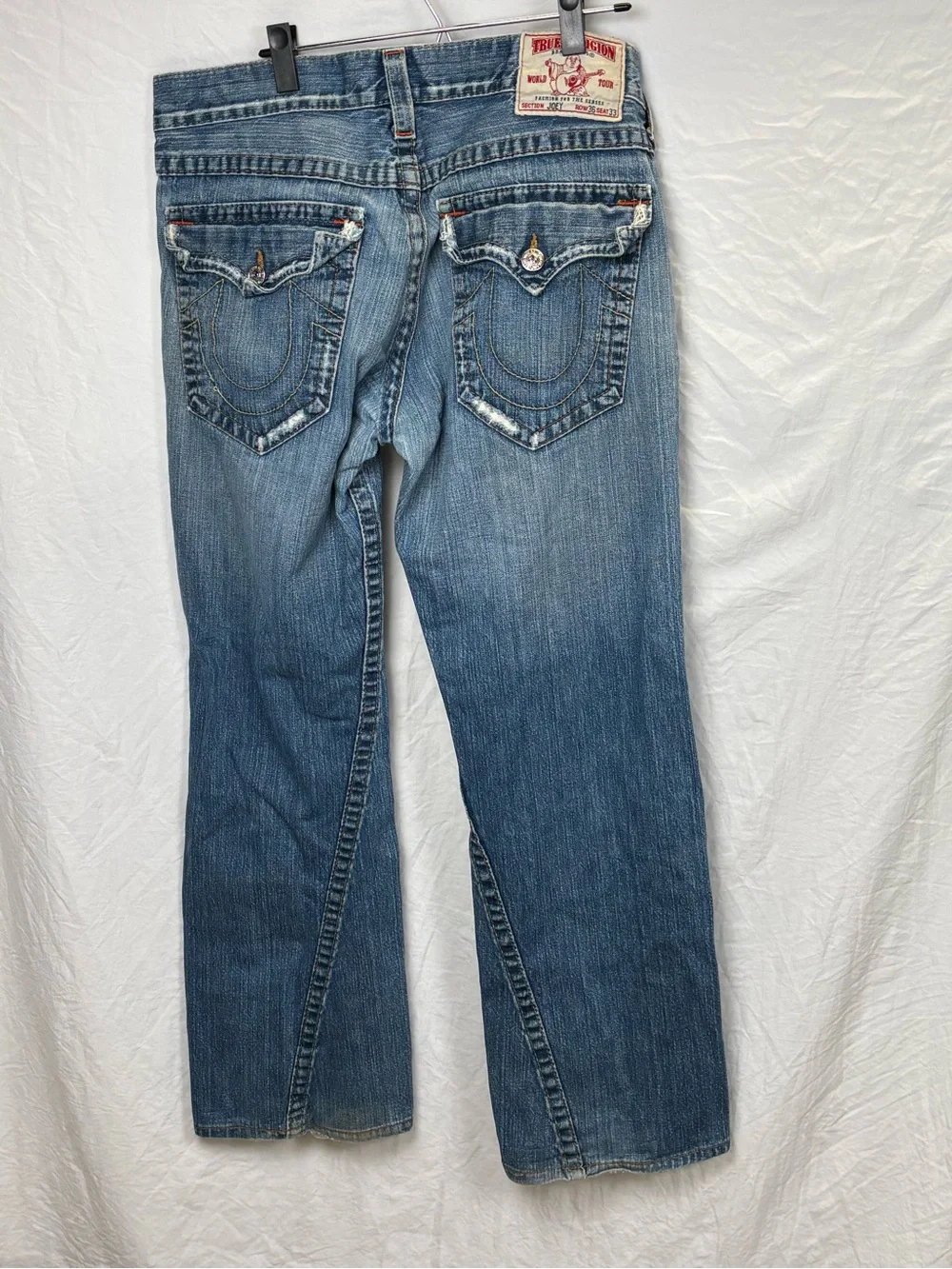 True Religion Classic Men's Joey 36 33 Blue Washed Straight-Leg Jeans
